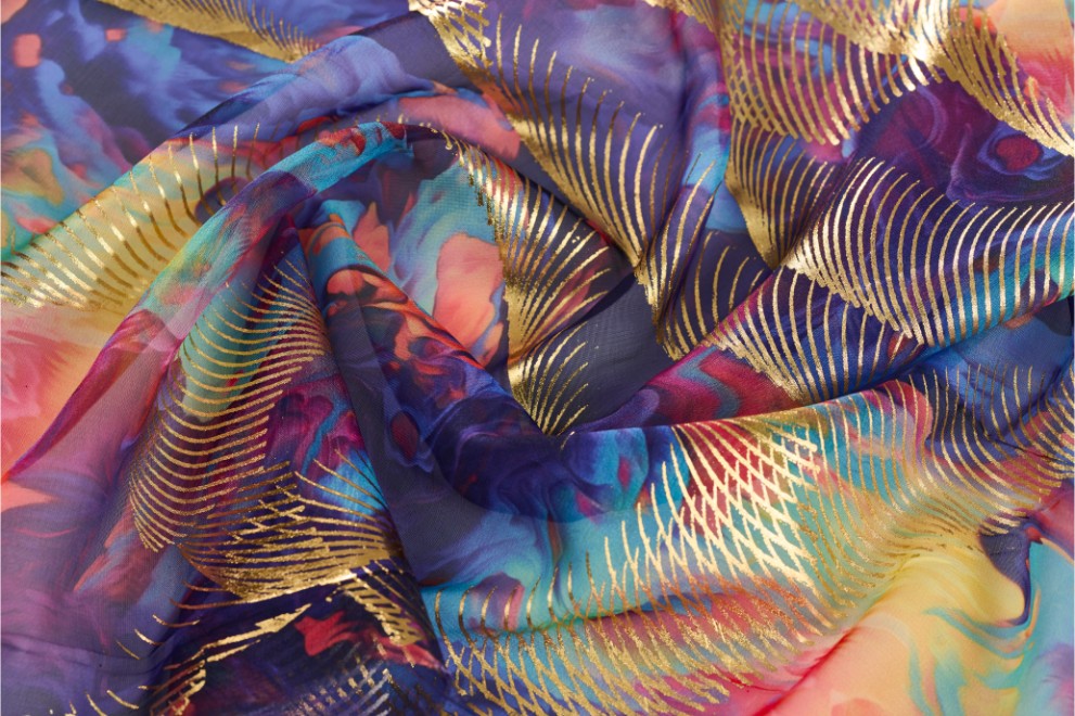 Foil Glitter Print on Chiffon